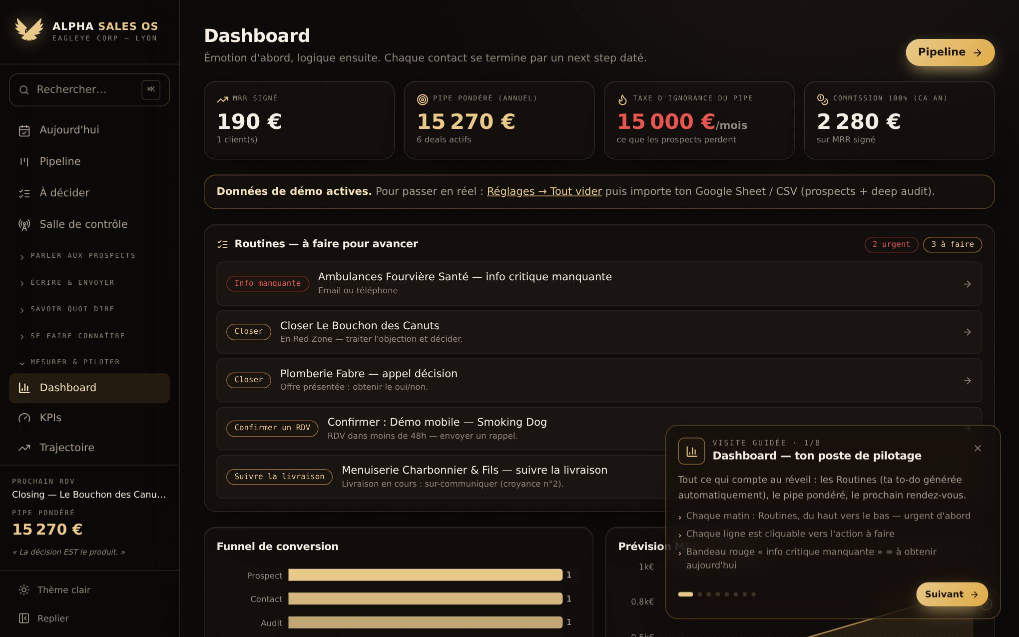 Alpha Sales OS — Le tableau de bord